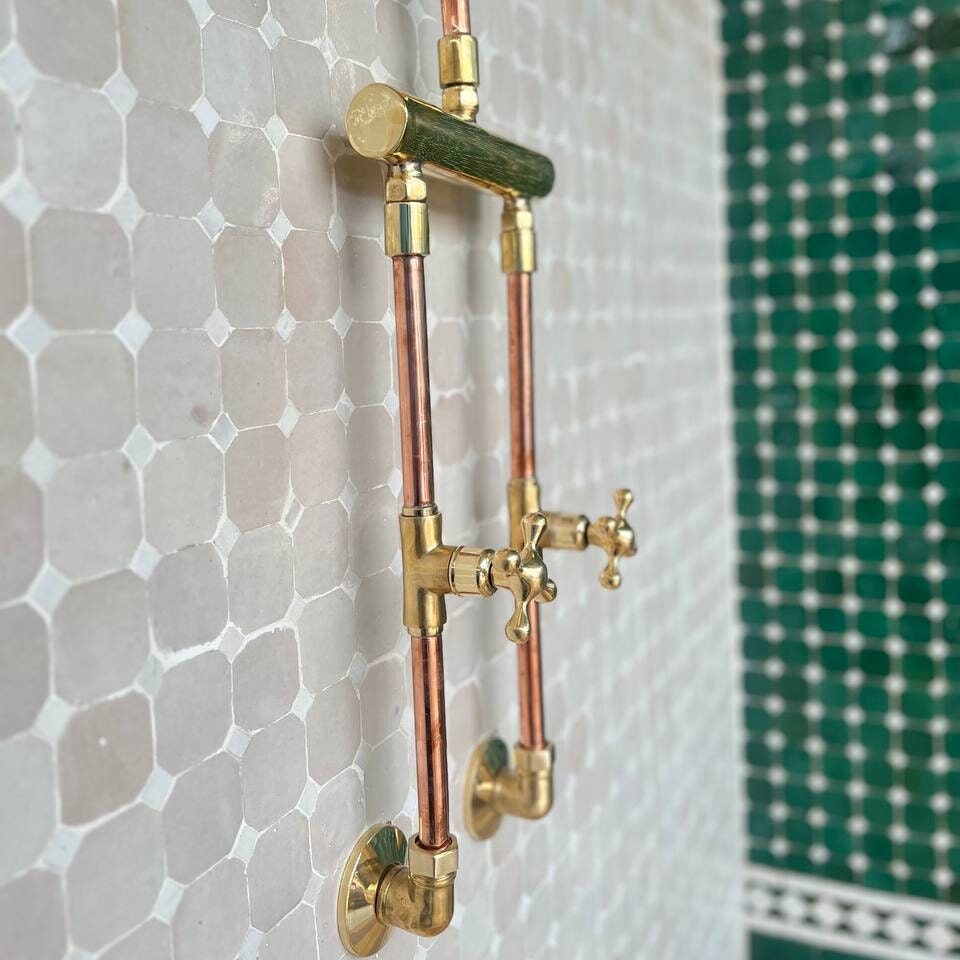 Antique Copper Outdoor Shower – Rustic Round Shower Head