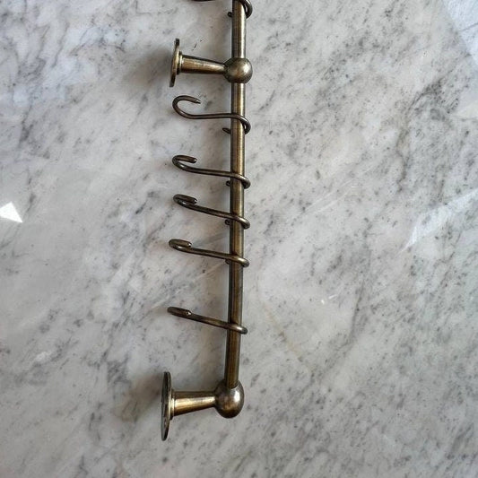 Bronze Pot Rack with Brass Rod Rail and Hooks