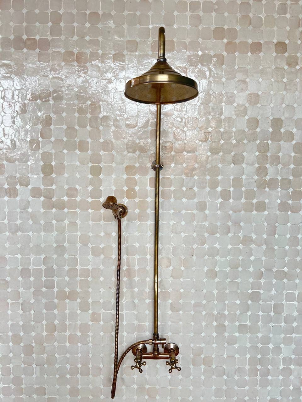 Antique Bronze Shower System – High Pressure Round Head in Solid Brass