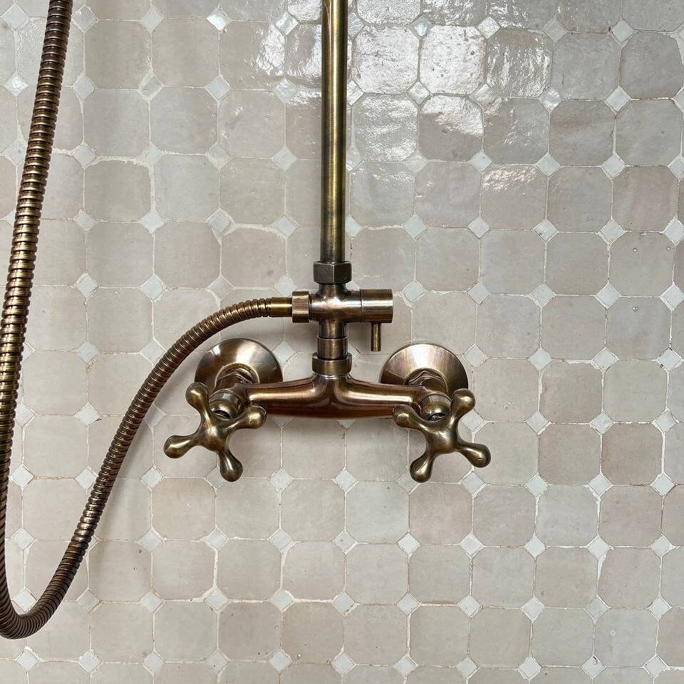 Antique Bronze Shower System – High Pressure Round Head in Solid Brass