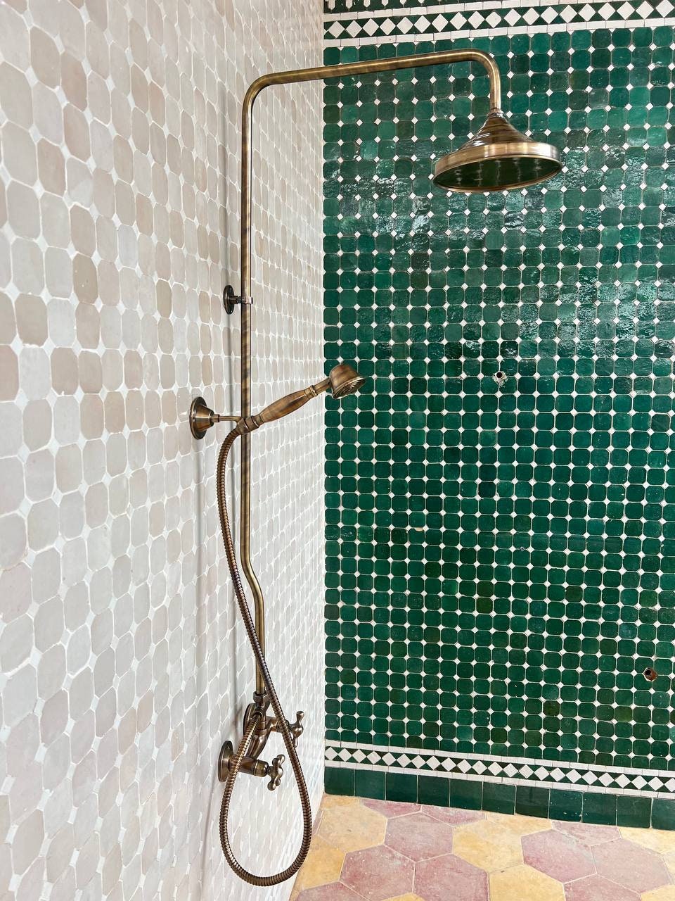 Antique Bronze Shower System – High Pressure Round Head in Solid Brass