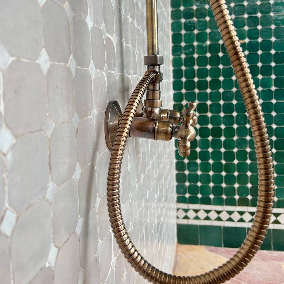 Antique Bronze Shower System – High Pressure Round Head in Solid Brass