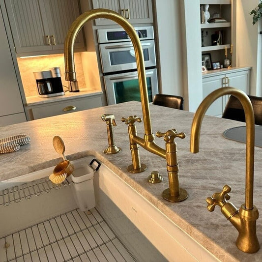 Antique Style Solid Brass Bridge Faucet